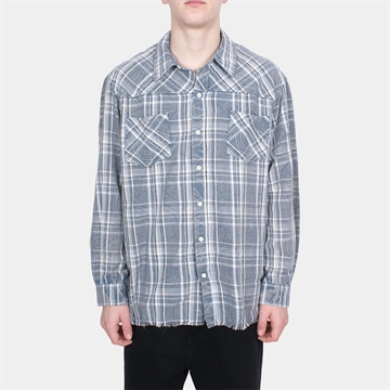 True Religion Bleached Flannel Shirt Blue / Green Plaid